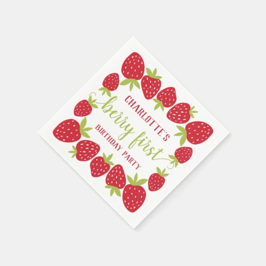 Serviette En Papier Berry First Strawberry 1er fête d'anniversaire Per (Coin)