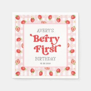 Serviette En Papier Berry First Strawberry 1ère fête d'anniversaire