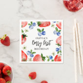 Serviette En Papier Berry First Strawberry et Blueberry Anniversaire (En situation)