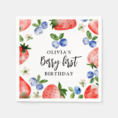 Serviette En Papier Berry First Strawberry et Blueberry Anniversaire (Devant)