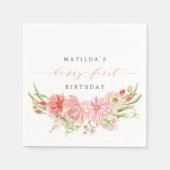 Serviette En Papier Berry First Strawberry Été 1er anniversaire | (Devant)