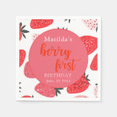 Serviette En Papier Berry First Strawberry fête d'anniversaire Rouge (Devant)