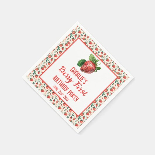 Serviette En Papier Berry First Strawberry Girl 1er anniversaire fête (Coin)