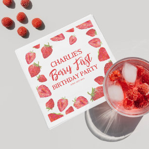 Serviette En Papier Berry First Strawberry Girl 1er anniversaire fête