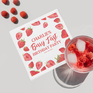 Serviette En Papier Berry First Strawberry Girl 1er anniversaire fête