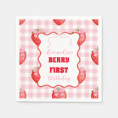 Serviette En Papier Berry fraise Boho doux 1er anniversaire (Devant)