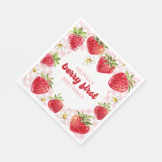 Serviette En Papier Berry fraise Premier anniversaire (Coin)