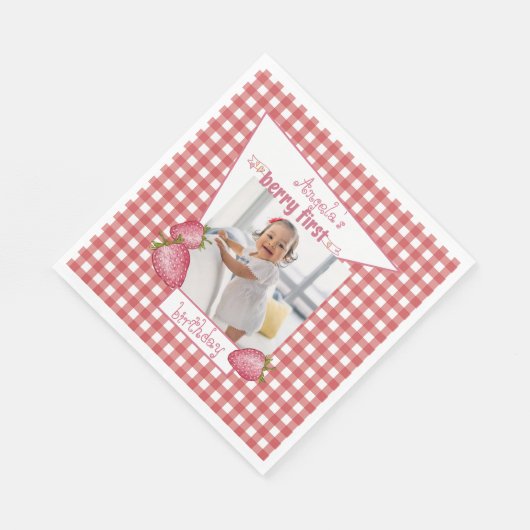 Serviette En Papier Berry fraise Premier anniversaire (Coin)