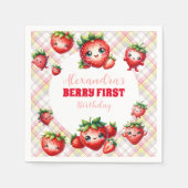Serviette En Papier Berry fraise Premier anniversaire (Devant)