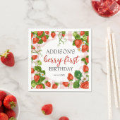 Serviette En Papier Berry fraise Première fille 1er anniversaire (En situation)