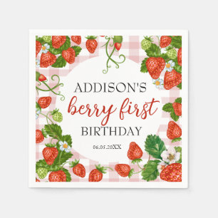Serviette En Papier Berry fraise Première fille 1er anniversaire