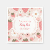 Serviette En Papier Berry fraise rouge 1er anniversaire fête (Devant)