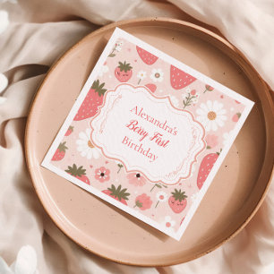 Serviette En Papier Berry fraise rouge 1er anniversaire fête