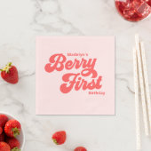 Serviette En Papier Berry fraise simple Premier anniversaire été (En situation)