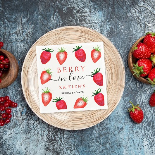 Serviette En Papier Berry In Love Fête des mariées fraise