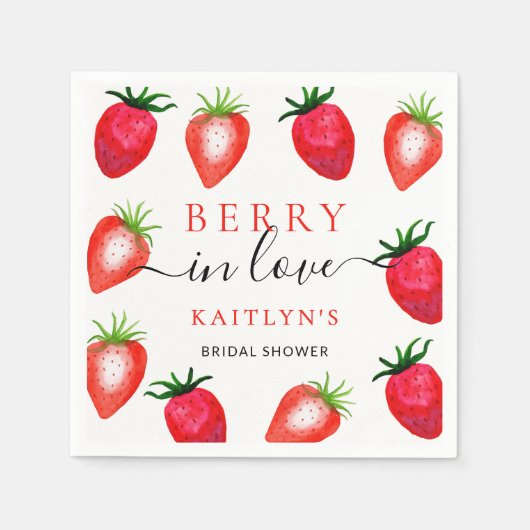 Serviette En Papier Berry In Love Fête des mariées fraise (Devant)