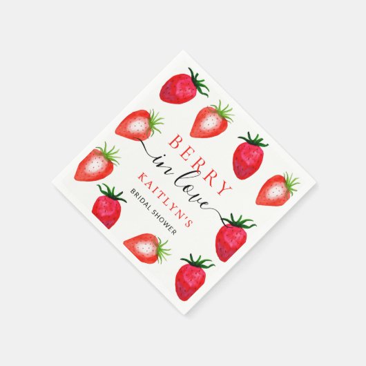 Serviette En Papier Berry In Love Fête des mariées fraise (Coin)