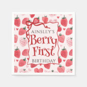 Serviette En Papier Berry personnalisé Première coquette rose Bow 1er  (Devant)