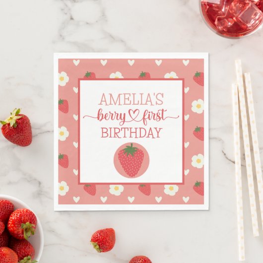 Serviette En Papier Berry Premier 1er anniversaire (En situation)