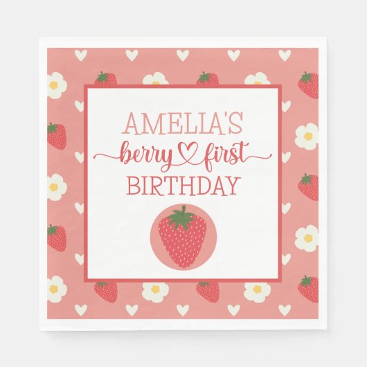 Serviette En Papier Berry Premier 1er anniversaire (Devant)