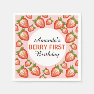 Serviette En Papier Berry premier anniversaire Berry Girl rose fraise