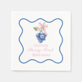 Serviette En Papier Berry premier anniversaire bleu Bow rose Coquette (Devant)