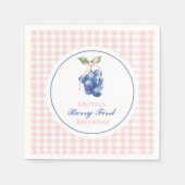 Serviette En Papier Berry Premier anniversaire bleu Bow rose Coquette (Devant)
