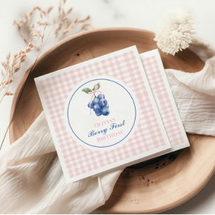 Serviette En Papier Berry Premier anniversaire bleu Bow rose Coquette