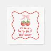 Serviette En Papier Berry premier anniversaire de fraise Bow rose (Devant)
