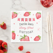 Serviette En Papier Berry Premier anniversaire fraise (En situation)
