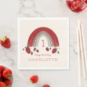 Serviette En Papier Berry Premier anniversaire fraise arc-en-ciel Flor (En situation)