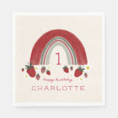 Serviette En Papier Berry Premier anniversaire fraise arc-en-ciel Flor (Devant)