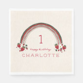 Serviette En Papier Berry Premier anniversaire fraise Floral Arc-en-ci (Devant)