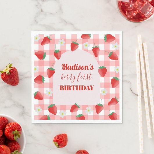 Serviette En Papier Berry Premier Anniversaire fraise Premier 1er Bien (En situation)