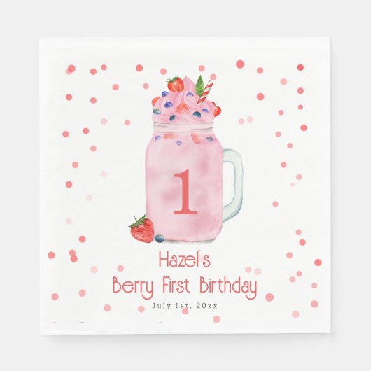 Serviette En Papier Berry Premier anniversaire Smoothie (Devant)