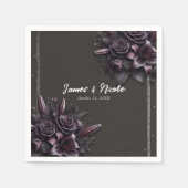 Serviette En Papier Berry Purple & Black Lily Rose Mariage Floral (Devant)