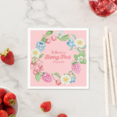 Serviette En Papier Berry rose fraise 1er anniversaire (En situation)