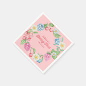 Serviette En Papier Berry rose fraise 1er anniversaire (Coin)