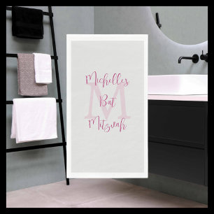 Serviette En Papier Berry rose gris Nom du Bat mitzvah Monogramme