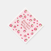 Serviette En Papier Berry rose Premier Anniversaire Fraise Coeurs (Coin)