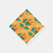 Serviette En Papier Berry rouge et feuille vert motif sur jaune (Coin)
