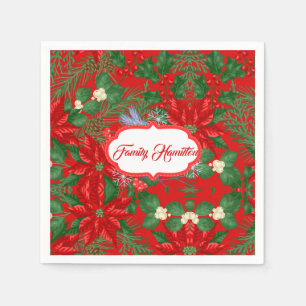 Serviette En Papier Berry rouge et vert olive Noël