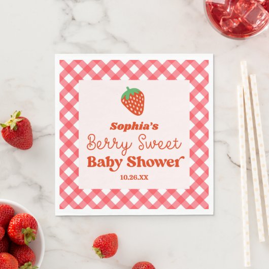 Serviette En Papier Berry rouge fraise Baby shower doux (En situation)