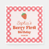 Serviette En Papier Berry rouge fraise première fête d'anniversaire (Devant)