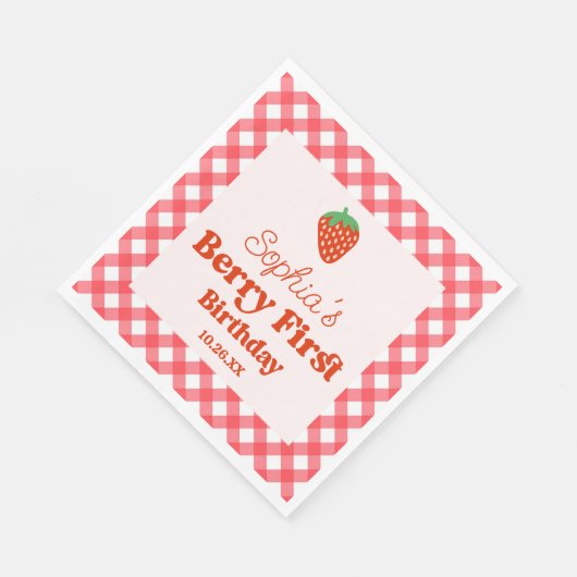 Serviette En Papier Berry rouge fraise première fête d'anniversaire (Coin)