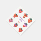 Serviette En Papier Berry Special Strawberry Anniversaire - Blanc (Coin)
