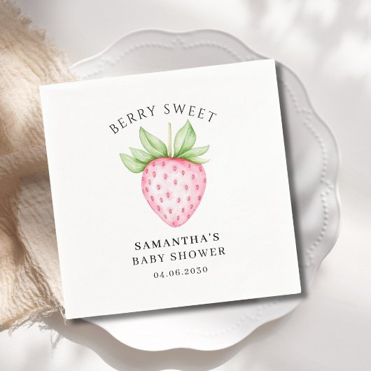 Serviette En Papier Berry Sweet Aquarelle Fraise Baby shower fille