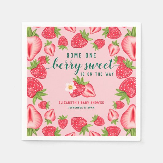 Serviette En Papier Berry Sweet Baby Baby shower fraise sur mesure (Devant)