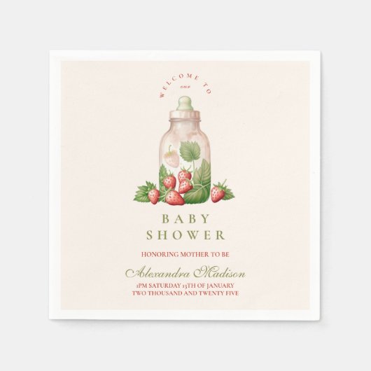 Serviette En Papier Berry Sweet Baby shower (Devant)