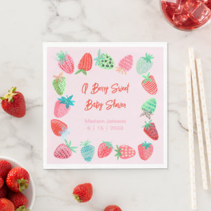 Serviette En Papier Berry Sweet Baby shower fraise